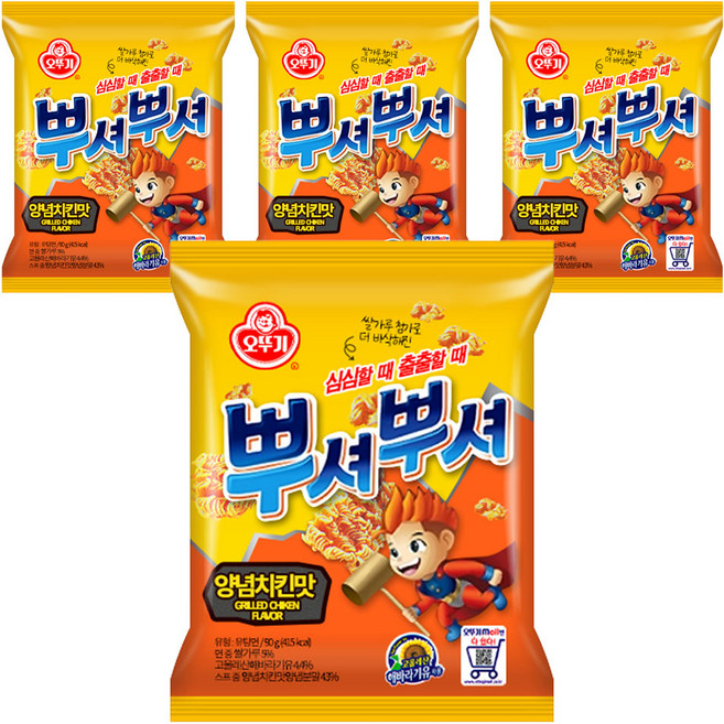 오뚜기 뿌셔뿌셔 양념치킨맛, 90g, 4개