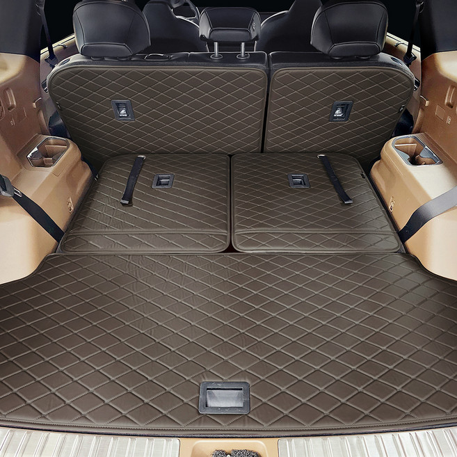 모모토 프리미엄 트렁크 매트 기아 2열등받이+3열등받이+트렁크, EV9 7인승, 다크브라운