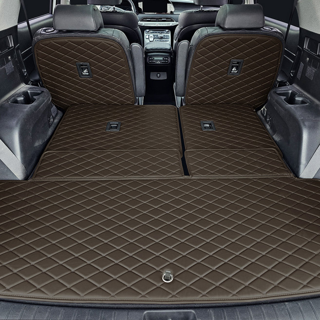 모모토 프리미엄 매트 2열등받이 + 3열등받이 + 트렁크, 현대 팰리세이드 7인승(2018년형~), 다크브라운