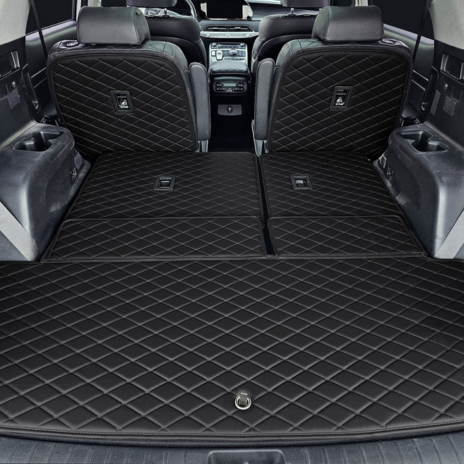 모모토 프리미엄 매트 2열 등받이+3열 등받이+트렁크, 현대 팰리세이드 7인승 2018년형~, 블랙