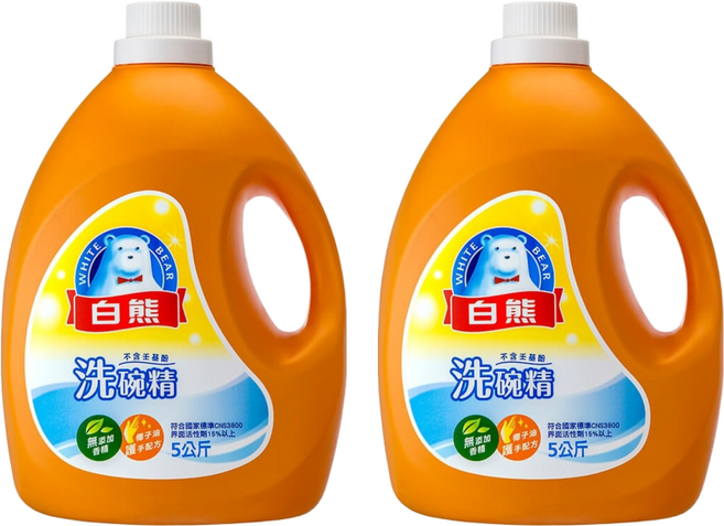 白熊 洗碗精, 5kg, 2桶