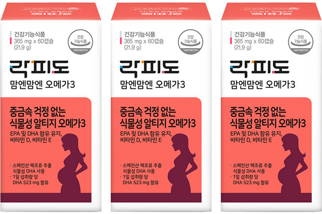 락피도 정품 맘엔맘엔 오메가 3, 60정, 3개