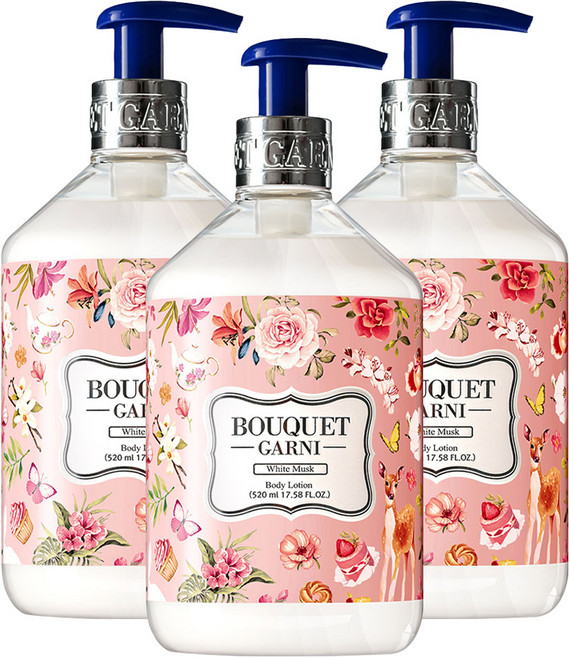 부케가르니 프레그런스드 바디로션 화이트머스크향, 520ml, 3개