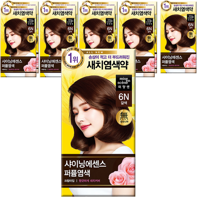 미쟝센 샤이닝 에센스 새치전용 염색제, 6N갈색, 10개