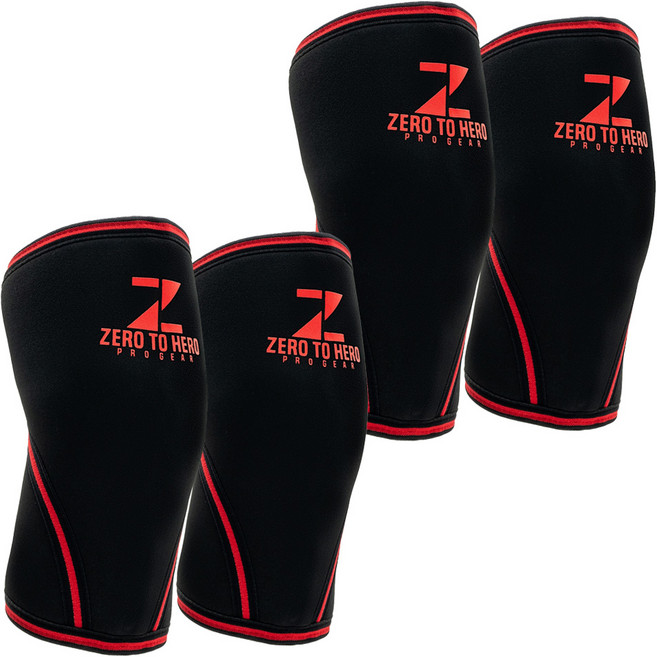 제로투히어로 네오프렌 팔꿈치보호대 2p, 2세트, Black + Red