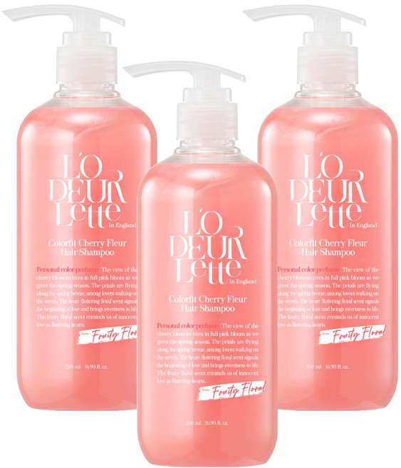 로더렛 인 잉글랜드 컬러핏 헤어 샴푸 체리 플뢰르, 500ml, 3개
