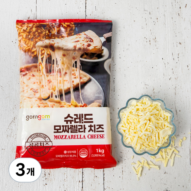 곰곰 99.3% 슈레드 모짜렐라 치즈(대용량), 1kg, 1개입, 3개