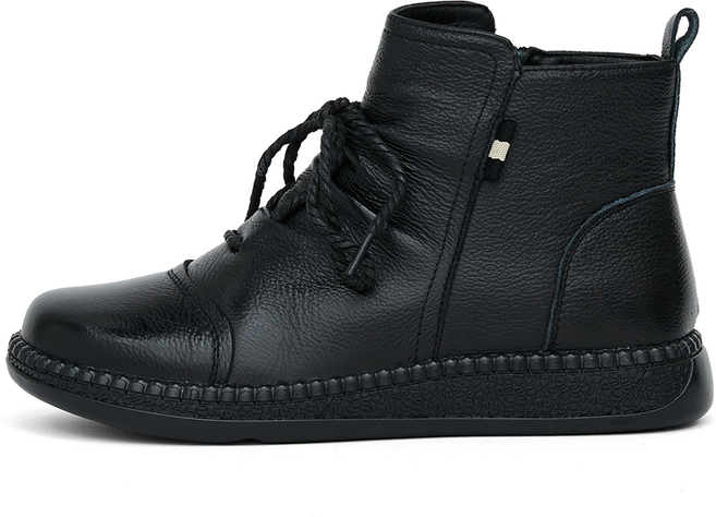 J SHOE 天然牛皮內刷毛Ente平底踝靴 3cm