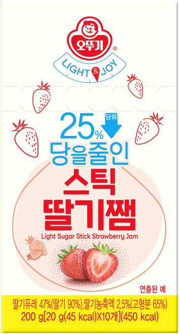 오뚜기 라이트앤조이 당을줄인 스틱딸기잼, 20g, 10개