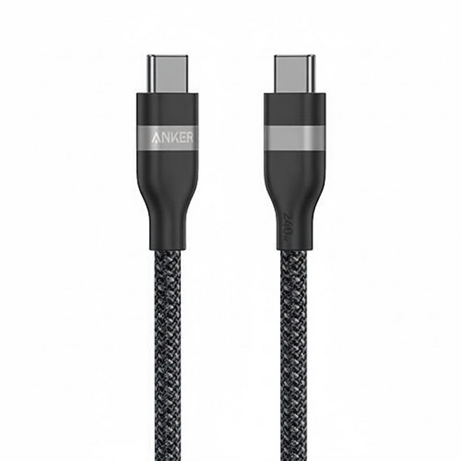 ANKER USB-C-USB-C 編織充電線 240W, 0.9m, 黑色, 1條