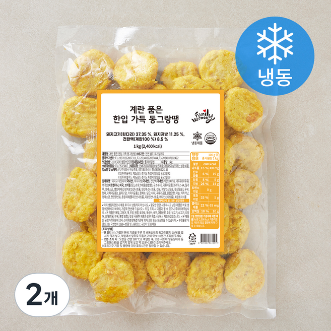 하늘푸드 계란 품은 한입가득 동그랑땡 (냉동), 1kg, 2개