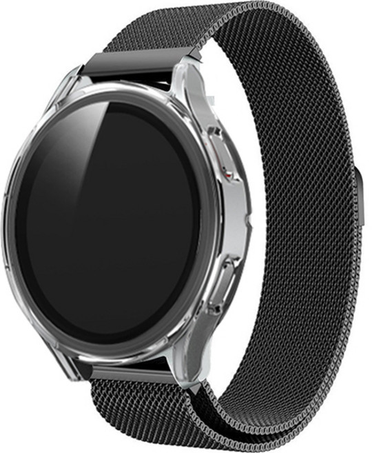 림스테일 갤럭시워치 메탈 스트랩 + 액정보호형 풀커버 케이스, 블랙