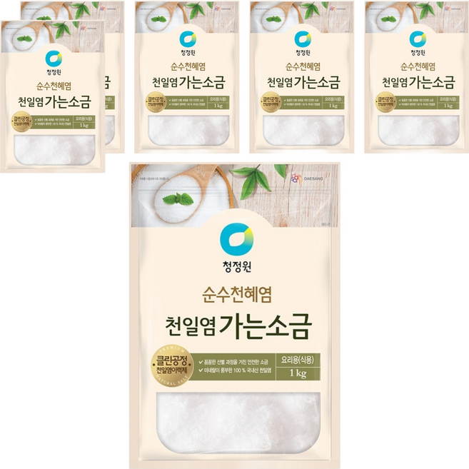 청정원 천일염 가는 소금, 1kg, 6개