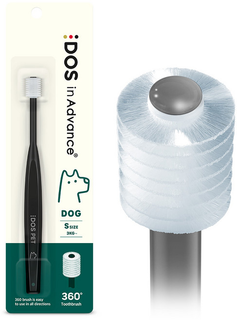DOS 360 중소형견 칫솔 S, 블랙, 1개