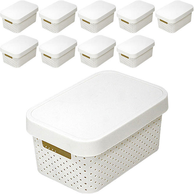 커버 바스켓, 아이보리, 소(15 x 23.5 x 12.5 cm), 10개