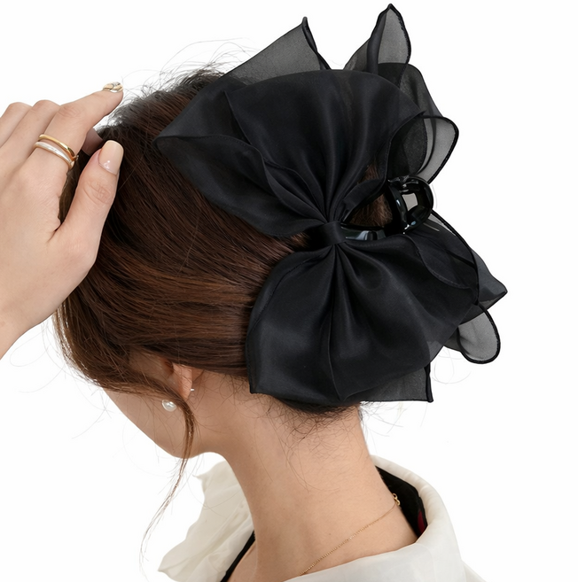 딥톡 쉬폰 리본 대형 헤어 집게핀 DT0790