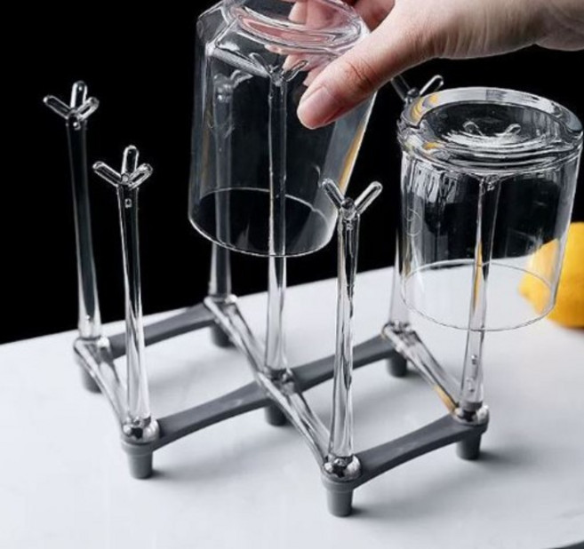 키친어썸 접이식 컵 건조대, 그레이, 1개