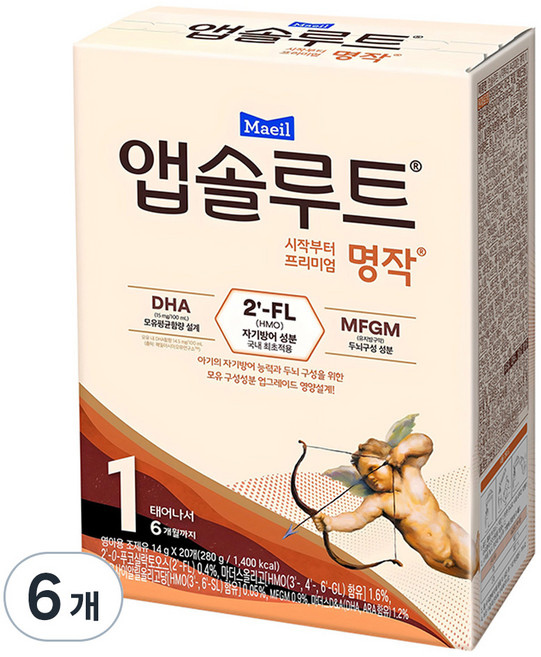 앱솔루트 시작부터 프리미엄 명작 스틱분유 1단계, 20개입, 6개