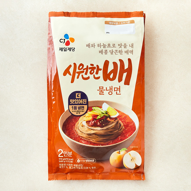 CJ제일제당 매콤달큰 시원한 배물냉면 2인분, 970g, 1개