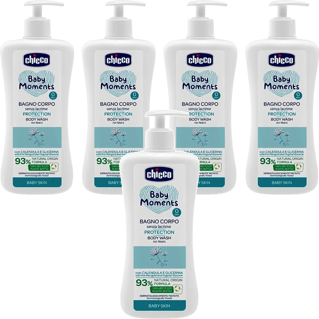 chicco 寶貝嬰兒植萃泡泡浴露 溫和不流淚配方, 500ml, 5瓶