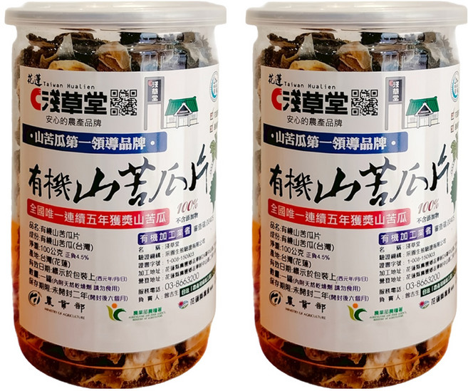 KAKOROT 淺草堂 正宗綠皮有機山苦瓜片, 100g, 1入, 2罐