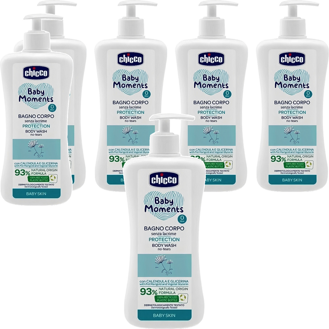 chicco 寶貝嬰兒植萃泡泡浴露 溫和不流淚配方, 500ml, 6瓶