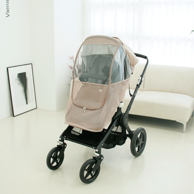 맘노코 유모차 메쉬 일체형 모기장커버, 1개, 라떼