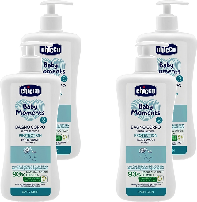 chicco 寶貝嬰兒植萃泡泡浴露 溫和不流淚配方, 500ml, 4瓶