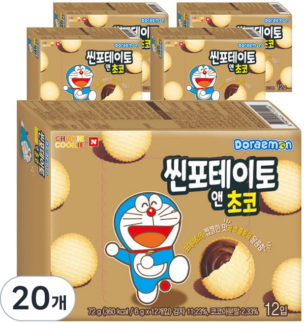 초키앤쿠키 도라에몽 씬 포테이토 앤 초코, 72g, 20개