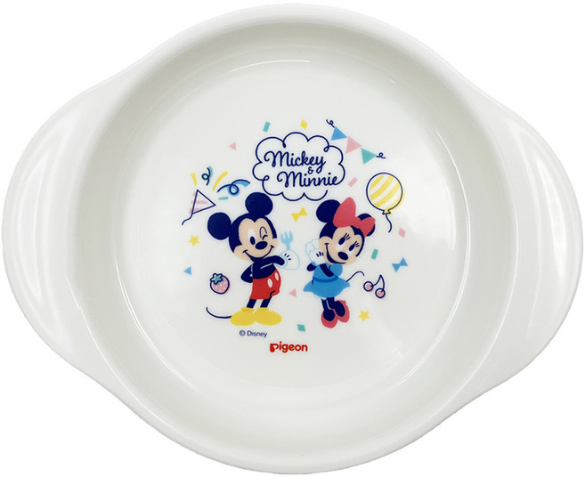 pigeon 貝親 迪士尼餐盤 5個月以上, 米奇&米妮 白色, 1個, 餐盤