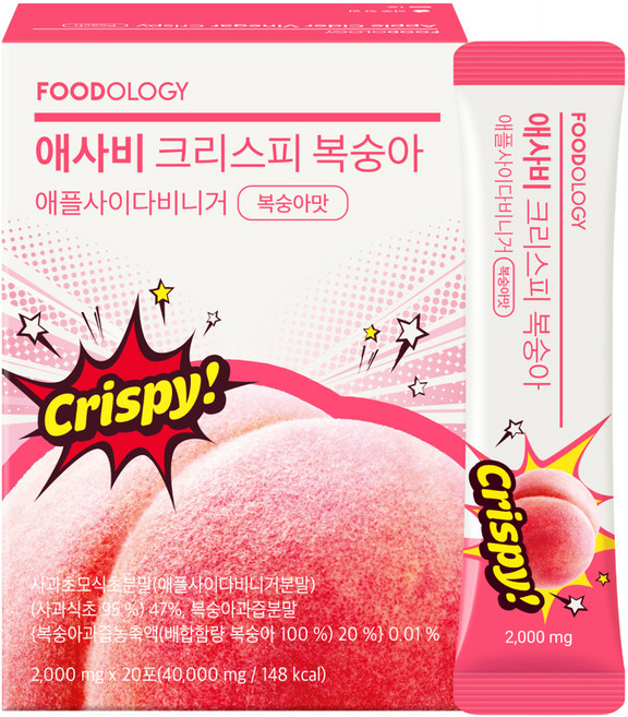 푸드올로지 초모 애사비 크리스피 복숭아맛, 20회분, 1개