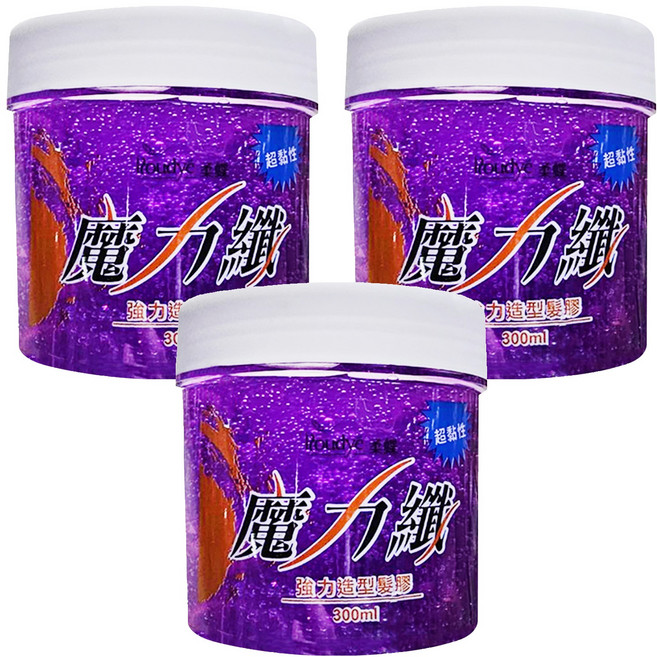 Roudye 柔蝶 魔力纖 強力造型髮膠 超黏性 持久造型, 300ml, 3罐