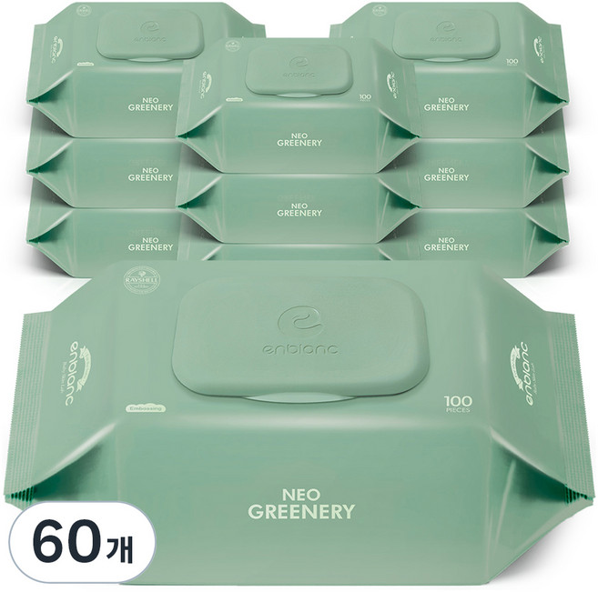 앙블랑 네오 그리너리 유아용 물티슈 캡형, 50g, 100매, 60개