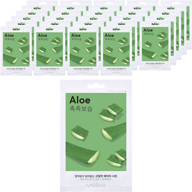 미샤 에어리 밀착 시트 마스크 알로에, 1개입, 60개