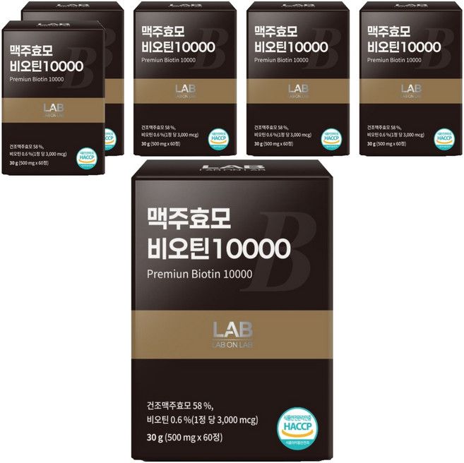 랩온랩 정품 맥주효모 비오틴 10000, 60정, 6개