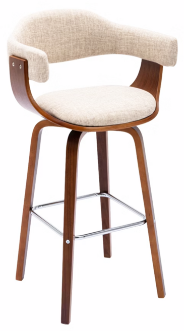 E-home Nelly 奈莉 布面曲木可旋轉固定吧檯椅 TFC130A-crm 坐高71cm 49.5 x 48 x 97cm, 奶油色, 1個
