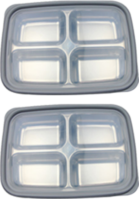 베이직 두꺼운 스텐 4구 도시락, 2개, 단품