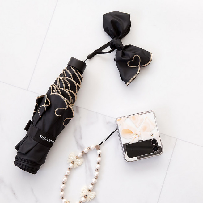 크로커다일 UV 자외선 차단 하트 포인트 자수 우양산