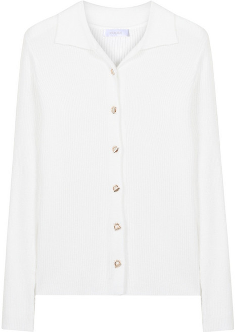 에이비플러스 여성용 카라 단추 디테일 골지 가디건 LSZ3MY31