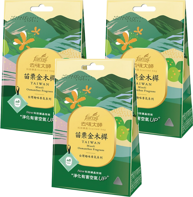 farcent 花仙子 去味大師科技礦晶香包 11g 3包, 苗栗金木樨, 33g, 3盒