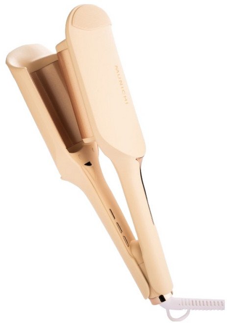 MUNICHI 沐尼黑 負離子水波紋蛋捲夾 4000萬護髮負離子 PTC發熱材質 LED燈顯示, 泰迪奶, MR.36MM