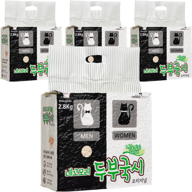 네꼬모리 두부국시 나노입자 고양이모래, 2.8kg, 4개, 오리지널