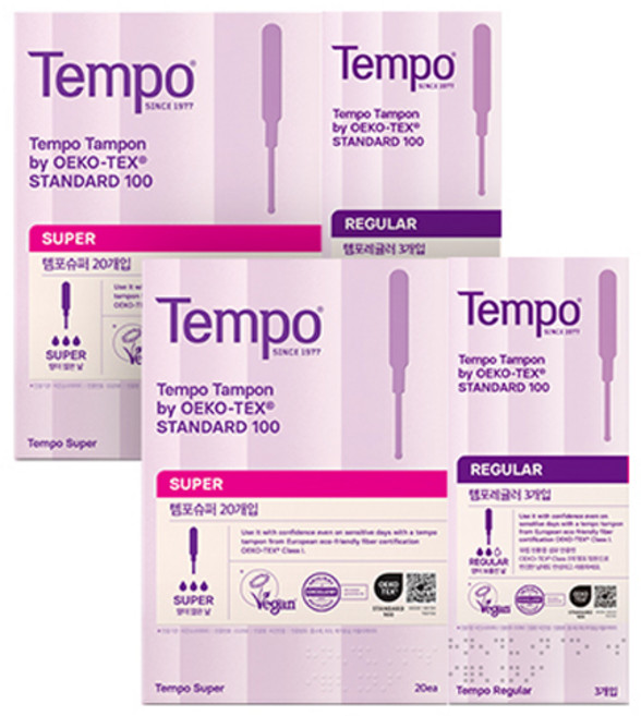 템포 오리지널 슈퍼 20개입 + 레귤러 3개입 탐폰, 23개입, 2세트