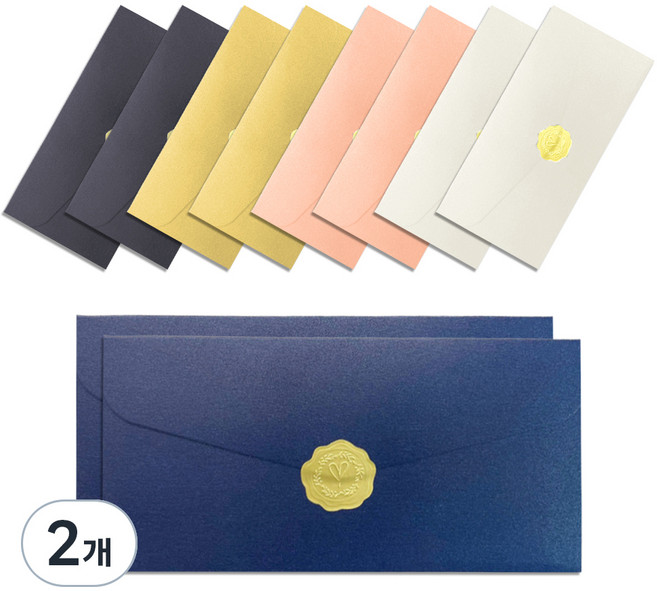 TUCO.B 高級珠光零用錢信封 5款 x 2入 + 金色貼紙組, 混合色, 2個