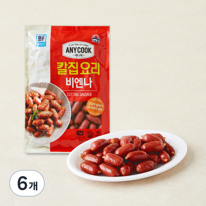 사조 애니쿡 칼집 요리 비엔나, 1kg, 6개