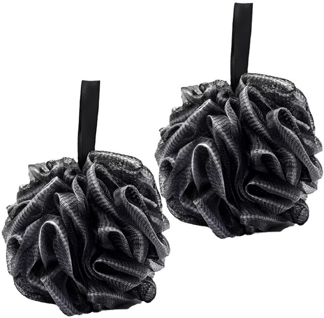 비타벨로 부드러운 빅 대왕 바디 샤워볼, 블랙, 1개입, 2개