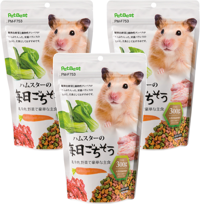 PetBest 乾燒主食, 牛肉+蔬菜+雞肉, 300g, 3包