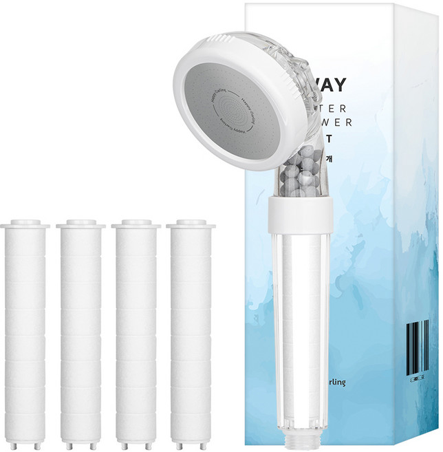 해피달링 3WAY 필터 샤워기 + 필터 4p 세트, 1개, 혼합색상