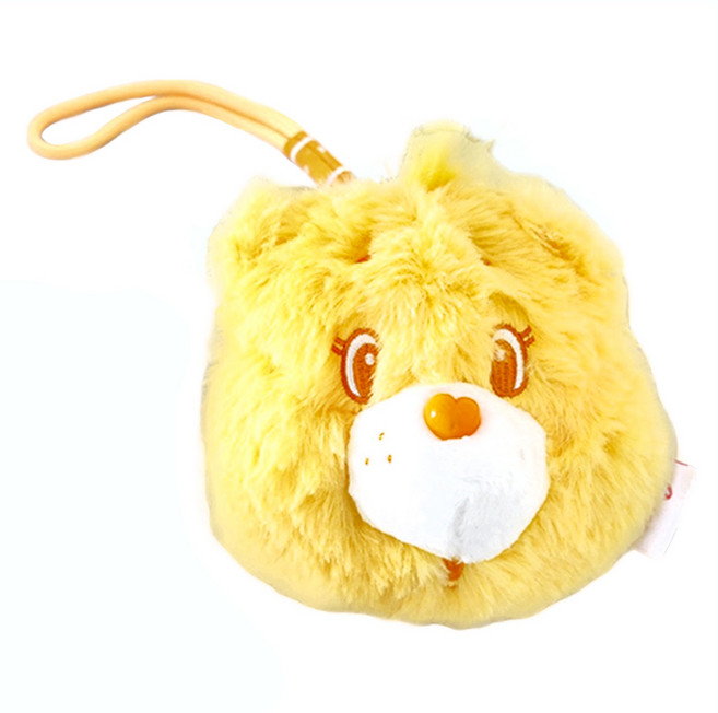 Care Bears 彩虹熊 立體大頭造型絨毛可收納吊飾, 12cm, 黃色, 1個