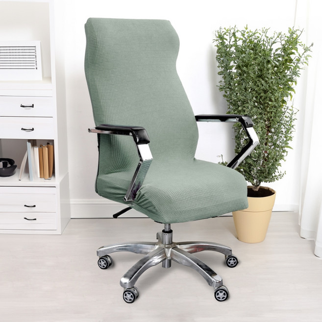 하늬통상 일체형 사무실 의자커버, 그린, 1개